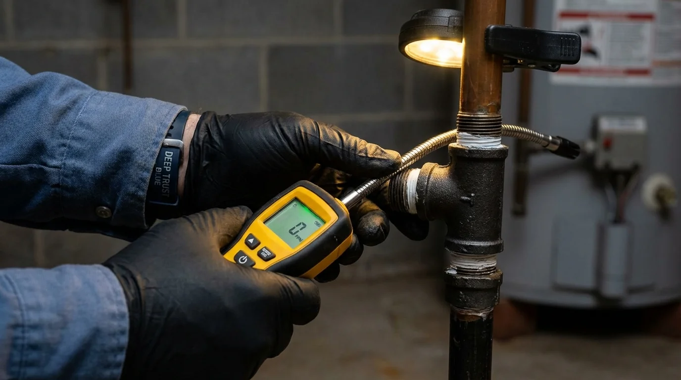 Gas leak detection with electronic sniffer by Johns Plumbing LLC in Dana Point